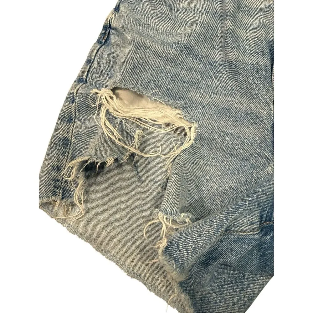 American Eagle Baggy Mom Shorts Denim Destroyed Sz 00